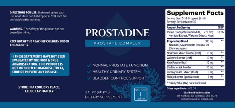 Prostadine Supeplement facts