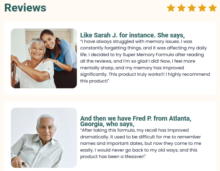 Super Memory Formula Customer Reviews